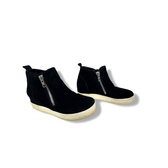 Size 8 M Steve Madden Wedgie Suede Wedge Sneakers Shoes Bootie Zippers‎ Ankle - Picture 2 of 9